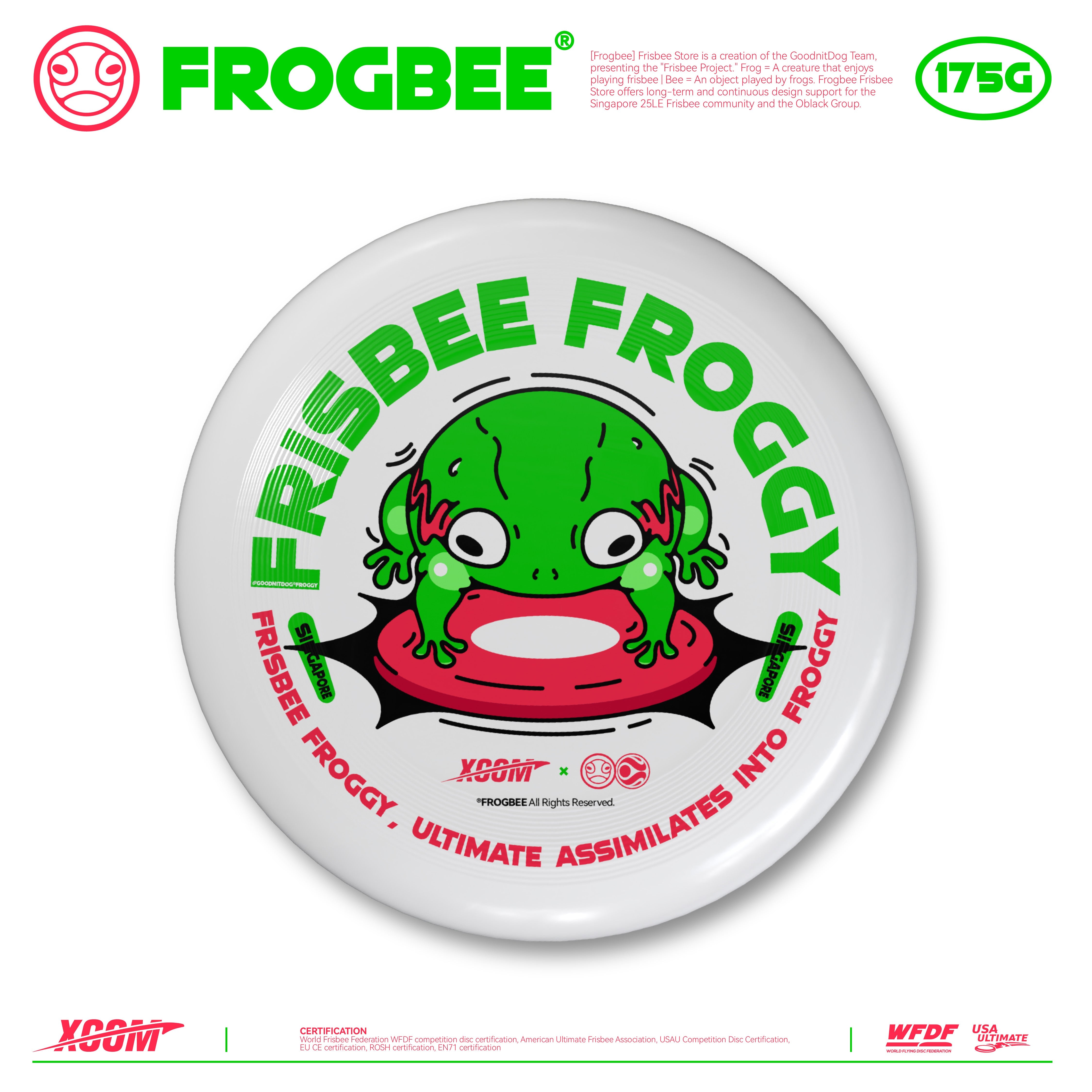 Xcom x Frogbee - [Lying Frog] Special Design Ultimate Frisbee Disc 175g