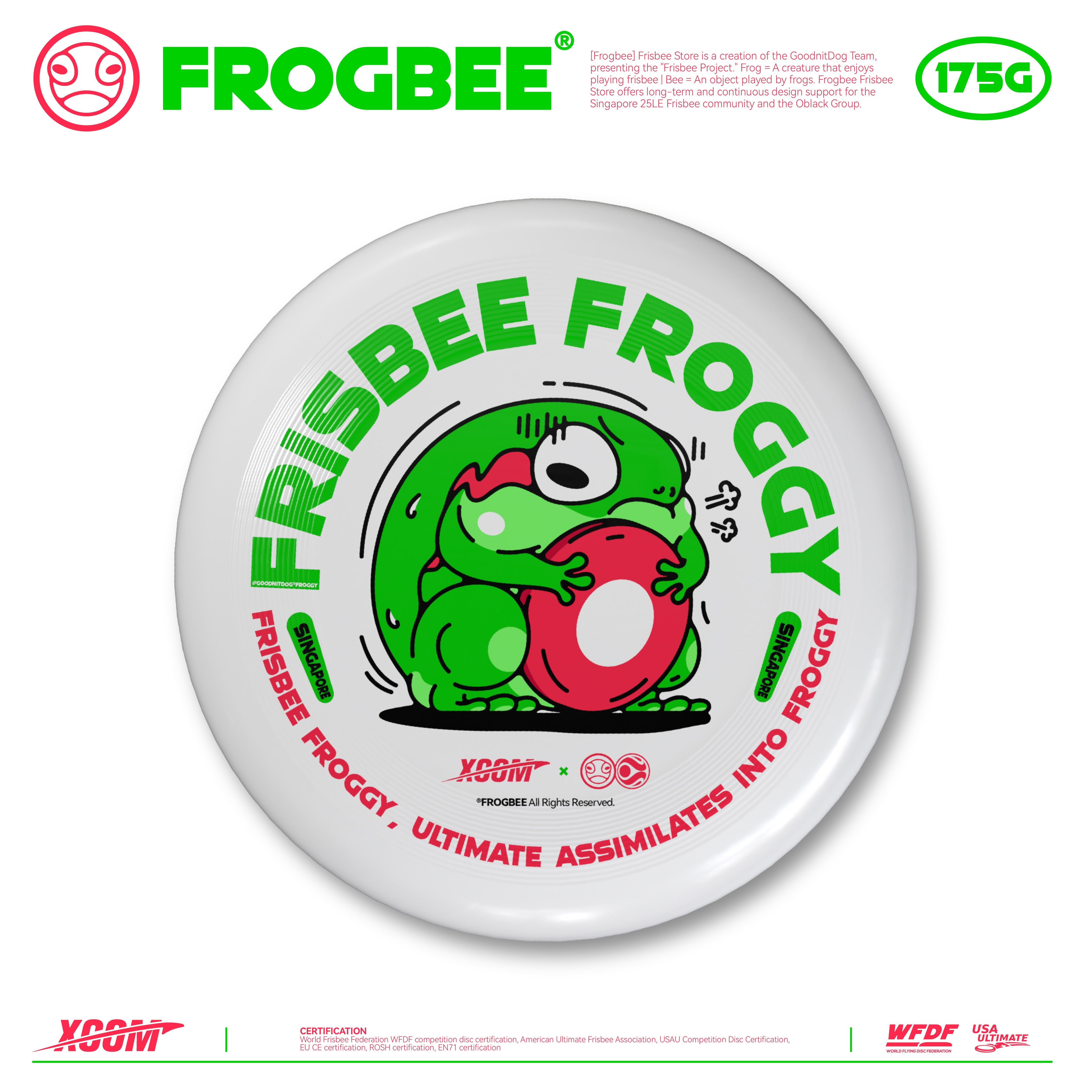 Xcom x Frogbee - [Frisbee Holder] Special Design Ultimate Frisbee Disc 175g