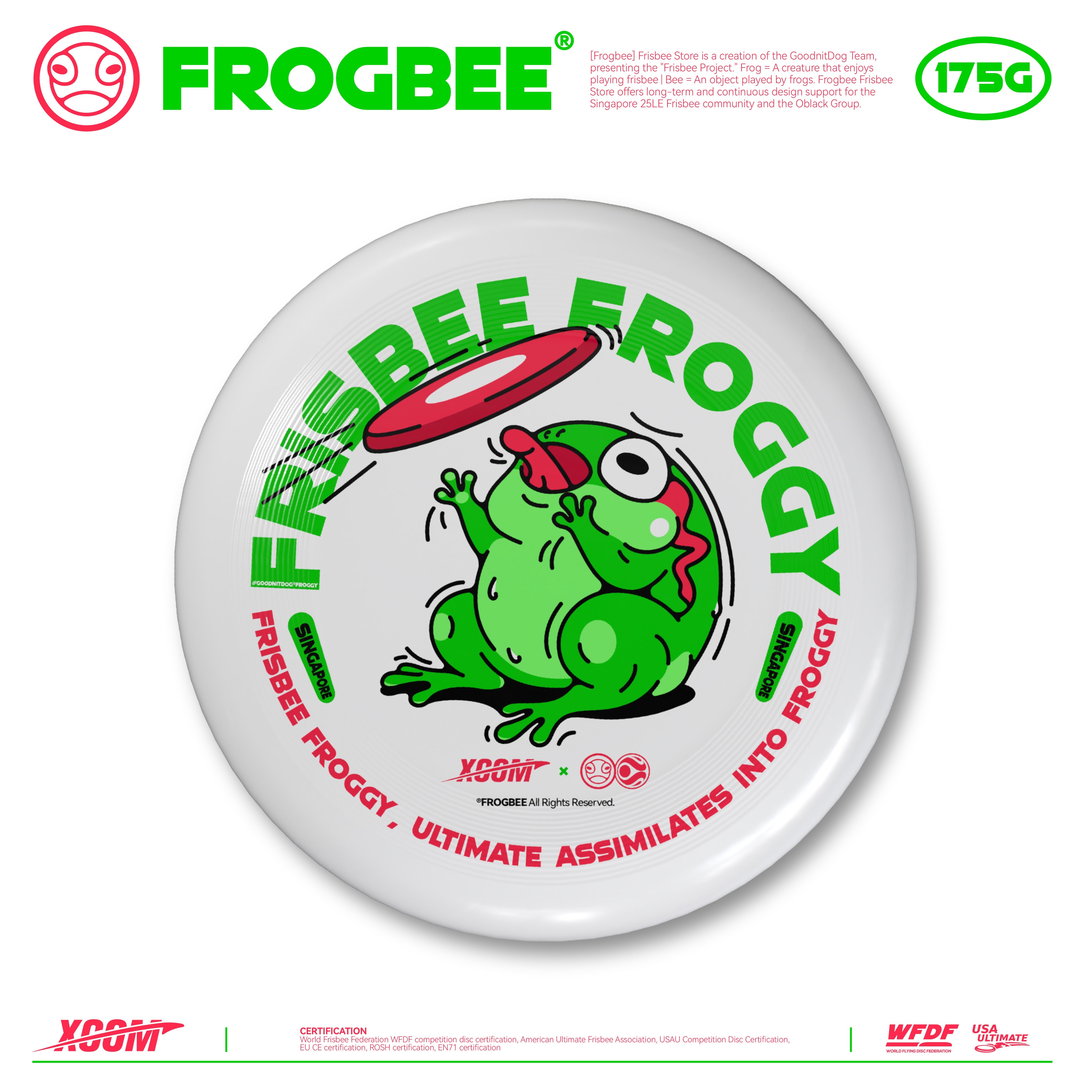 Xcom x Frogbee - [Frisbee Eater] Special Design Ultimate Frisbee Disc 175g